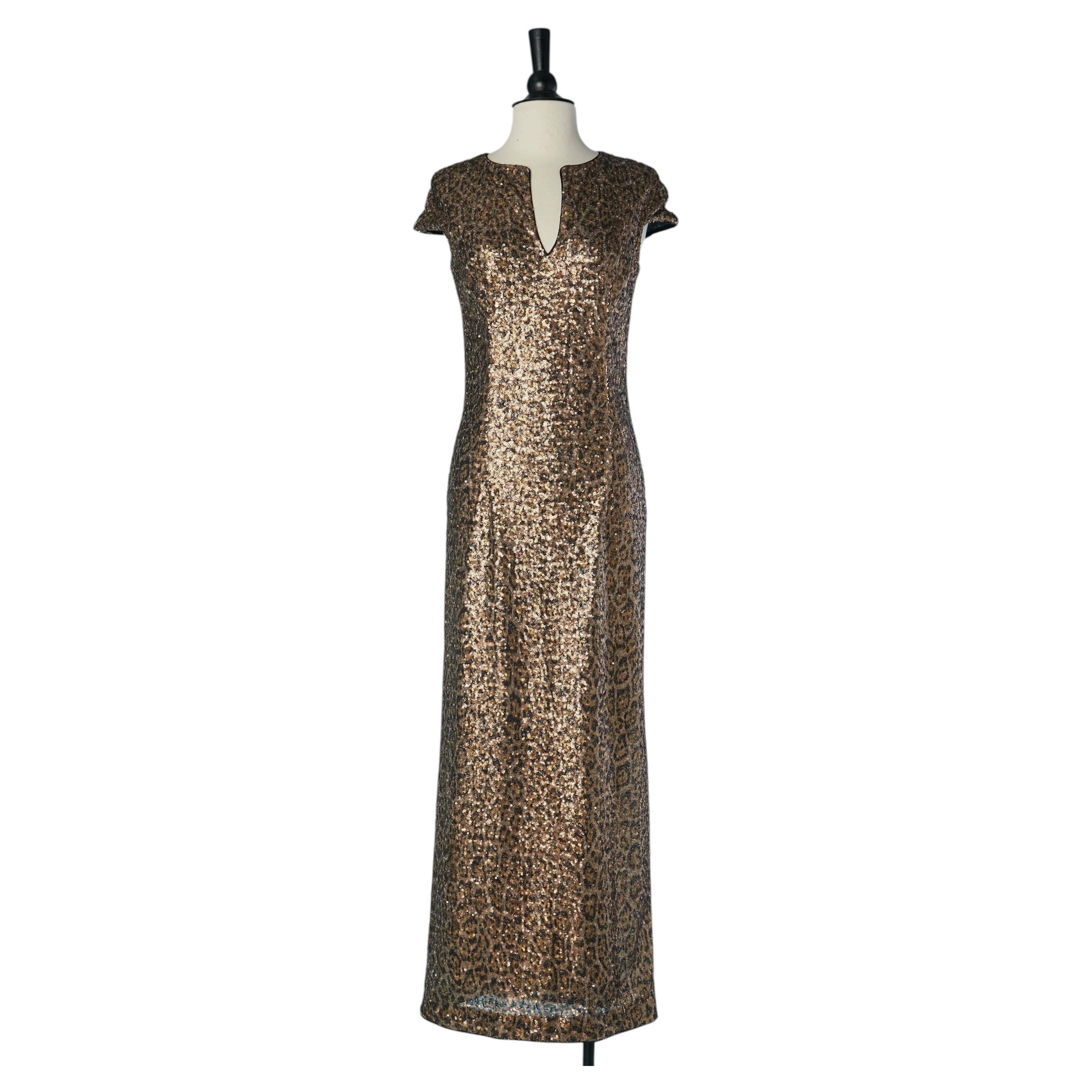 Sequin sleeveless evening dress with animal pattern JUST CAVALLI