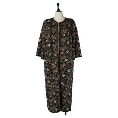 Black and gold lurex jacquard edge to edge coat CHANEL
