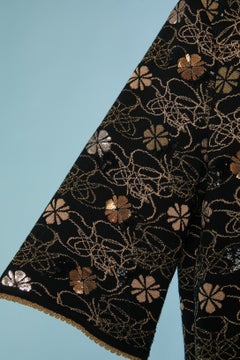 Black and gold lurex jacquard edge to edge coat CHANEL