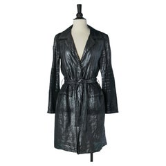 Silver coated Black linen coat CHRISTIAN DIOR by JOHN GALLIANO