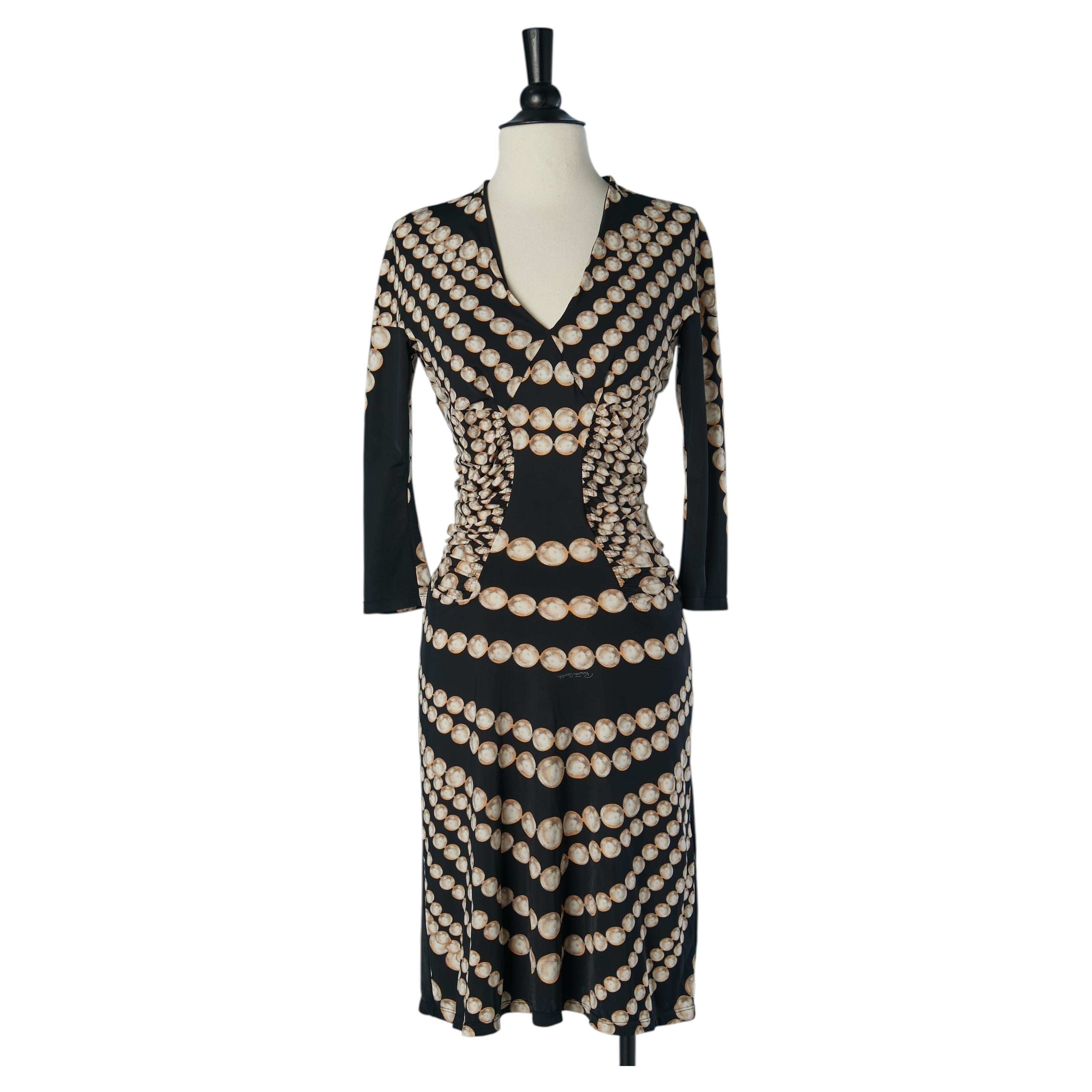Vestido de cóctel de jersey estampado y drapeado de ROBERTO CAVALLI en venta
