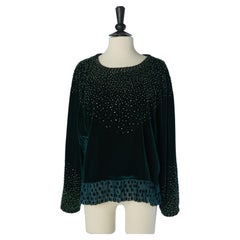 Pull en velours vert foncé orné de strass VALENTINO NIGHT