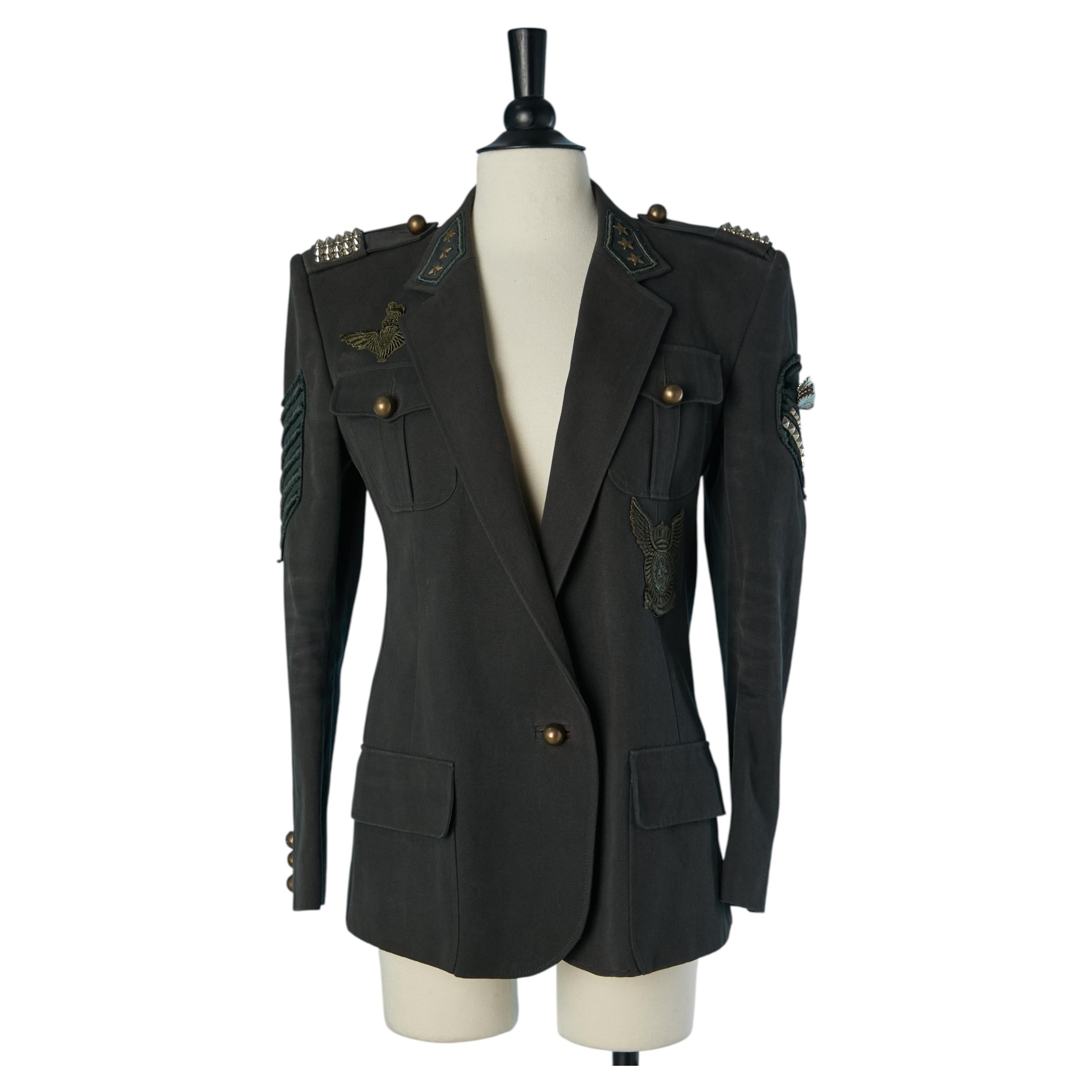 Cotton Army style single breasted jacket BALMAIN For Sale