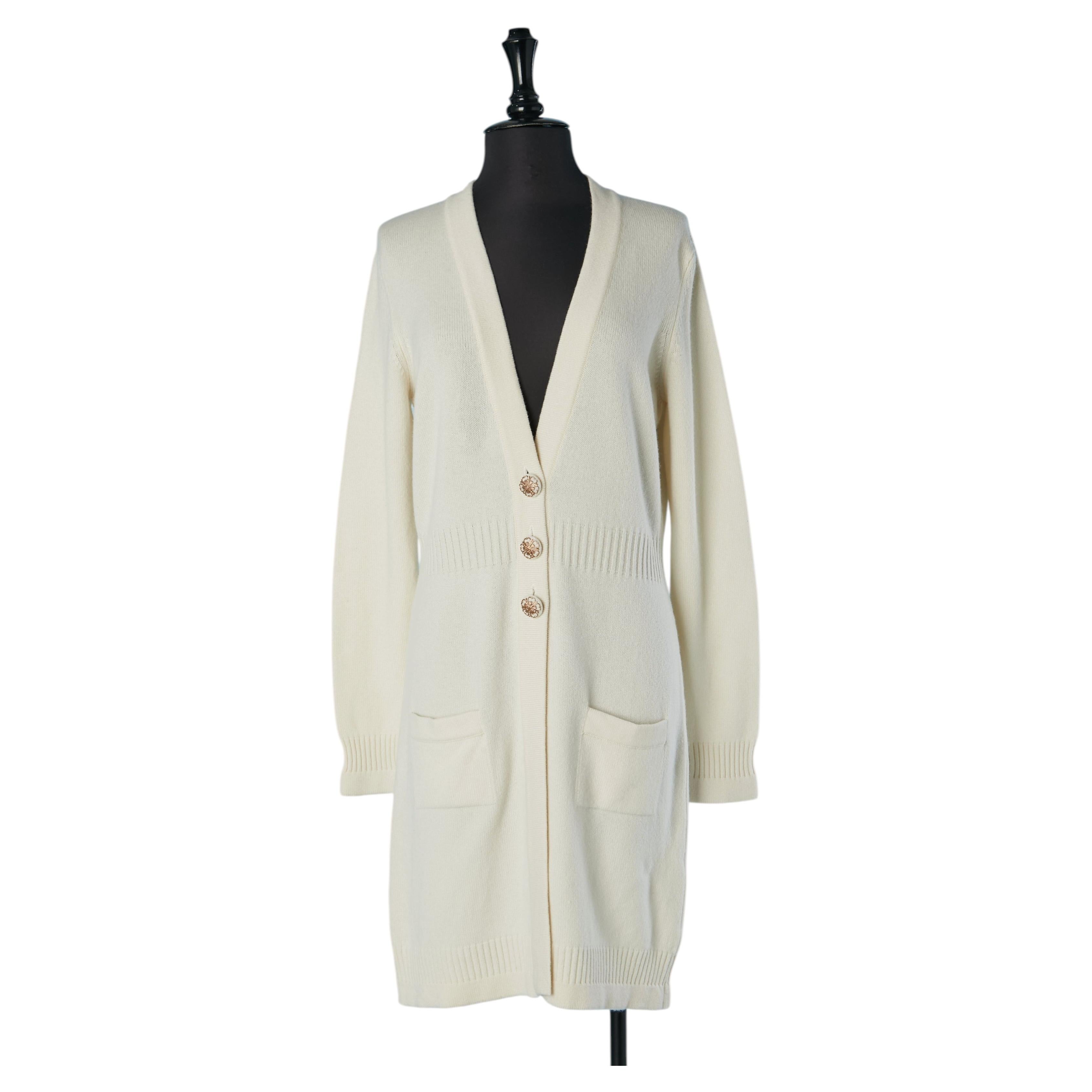 Long off-white cashmere cardigan CHANEL