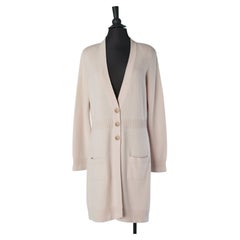 Cardigan lungo in cashmere rosa cipria CHANEL