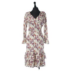Printed silk dress with ruffle SAINT LAURENT RIVE GAUCHE
