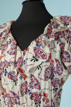 Printed silk dress with ruffle SAINT LAURENT RIVE GAUCHE
