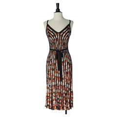 Robe nuisette à motifs floraux et rayés, avec ceinture, KENZO