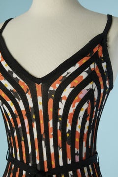 Robe nuisette à motifs floraux et rayés, avec ceinture, KENZO