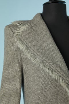 Grey wool knit frock-coat with fringes edge JOHN GALLIANO