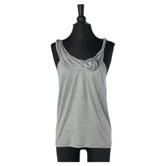 Grey silk and cotton jersey tank top CHRISTIAN DIOR Boutique