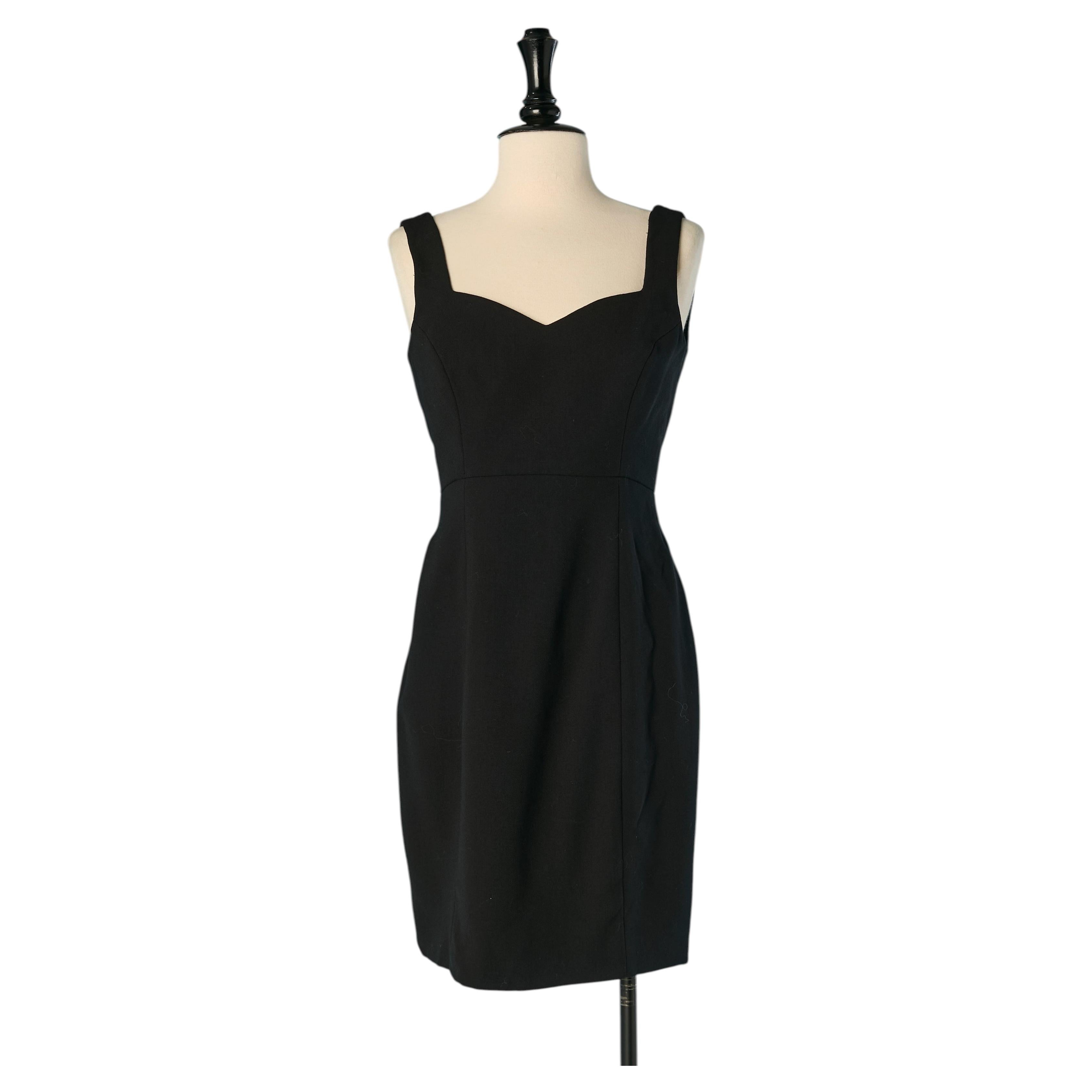 Schwarzes, rückenfreies Cocktailkleid aus Wolle von CHRISTIAN DIOR Boutique