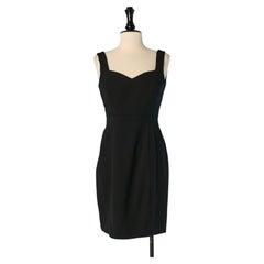 Schwarzes, rückenfreies Cocktailkleid aus Wolle von CHRISTIAN DIOR Boutique