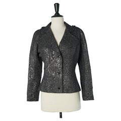 Silver damask single breasted jacket BALMAIN