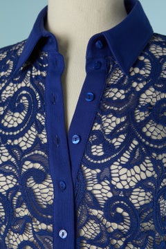 Camicia blu in pizzo trasparente ANNE FONTAINE
