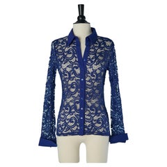 Camicia blu in pizzo trasparente ANNE FONTAINE