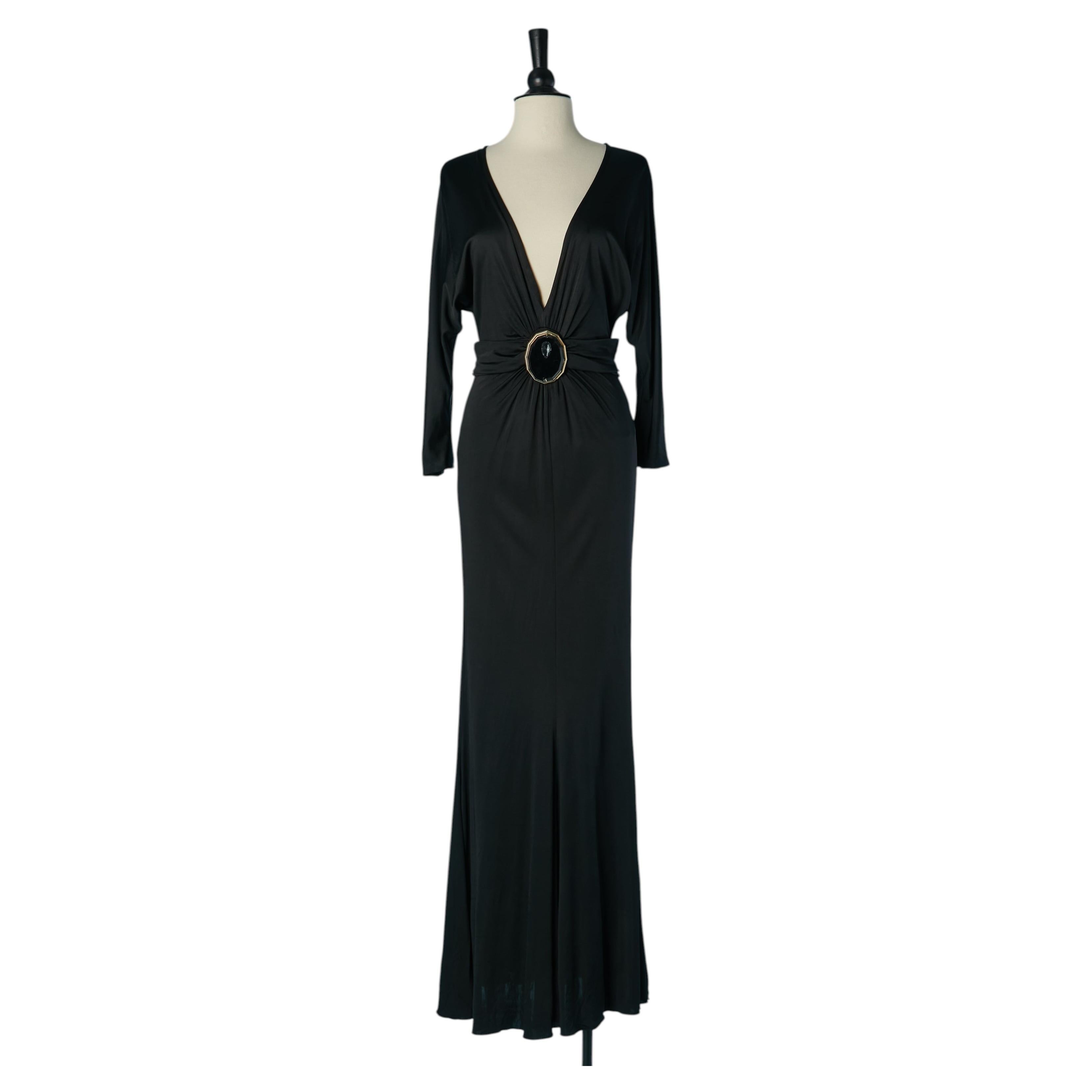 Black jersey evening dress with embellishment FABRIZIO CAPRIATA