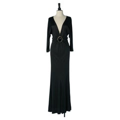 Robe de soirée en jersey noir avec ornements FABRIZIO CAPRIATA