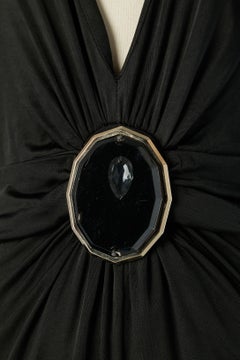 Schwarzes Abendkleid aus Jersey mit Verzierungen von FABRIZIO CAPRIATA