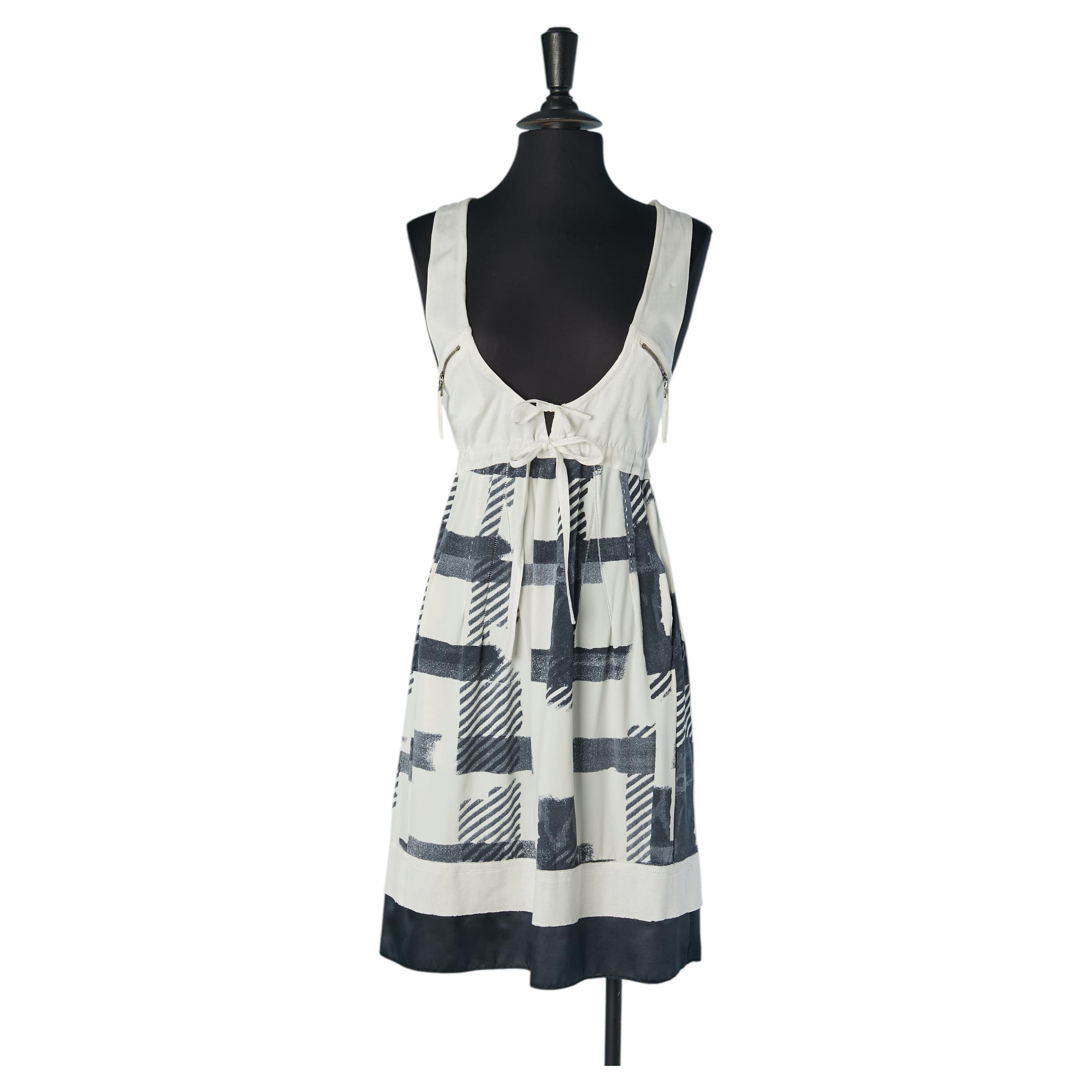 Bi-material sleeveless printed dress MARITHE + FRANCOIS GIRBAUD For Sale