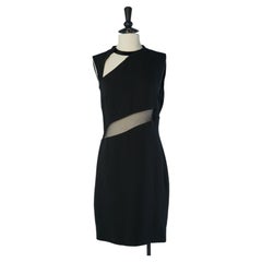 Schwarzes Cocktailkleid mit PVC-Ausschnitt und Tüll-Einsatz von GUCCI by TOM FORD