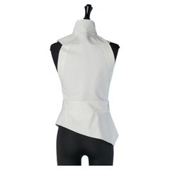 White sleeveless asymmetrical stiff cotton top ALEXANDRE VAUTHIER Couture