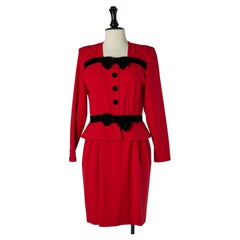 Red wool crêpe cocktail dress with velvet bow VALENTINO Miss V
