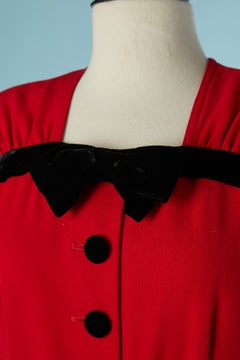 Red wool crêpe cocktail dress with velvet bow VALENTINO Miss V