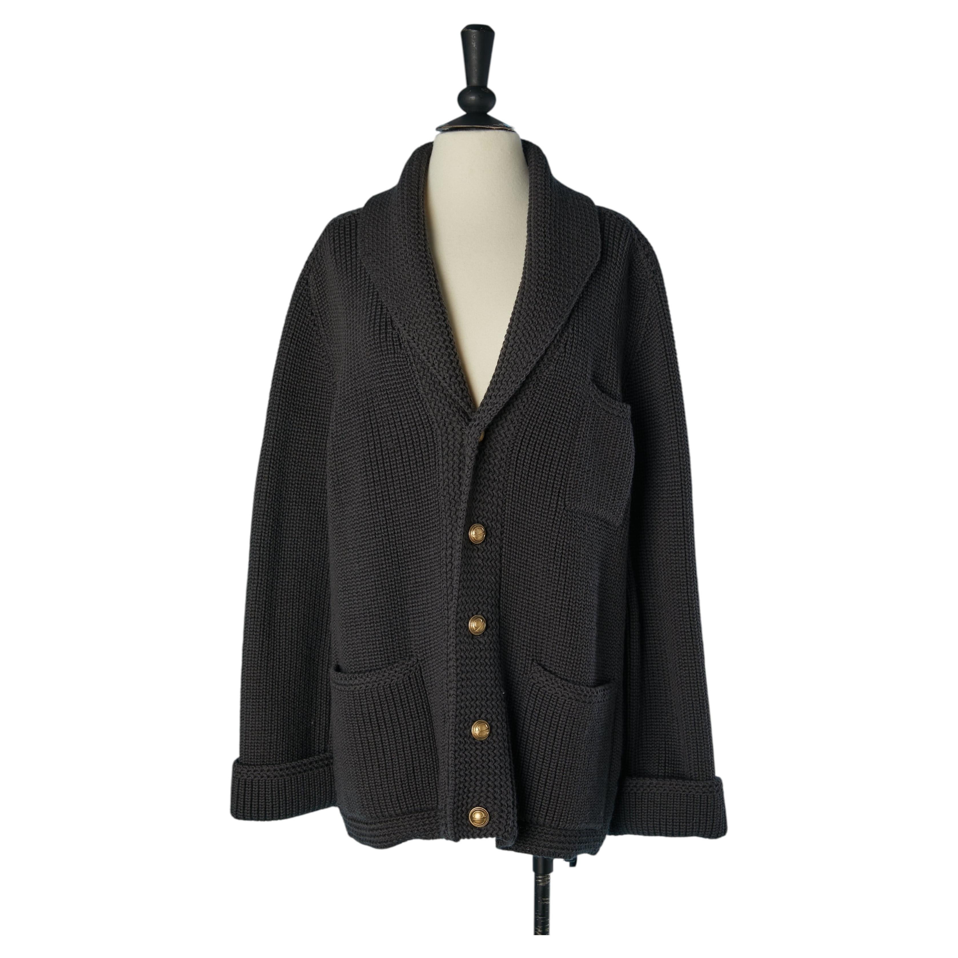 Anthracite grey wool cardigan CHRISTIAN DIOR MONSIEUR
