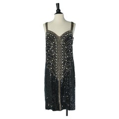 Cocktailkleid aus Seide mit Perlenstickerei und Paillettenverzierung von LORIS AZZARO