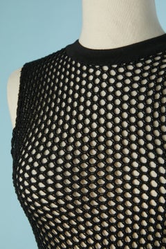 Schwarzer, durchsichtiger Body aus Baumwoll-Netzstoff von ALEXANDRE VAUTHIER COUTURE