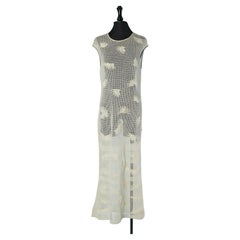 Off-white see-through crochet dress with flower embroideries CHANEL
