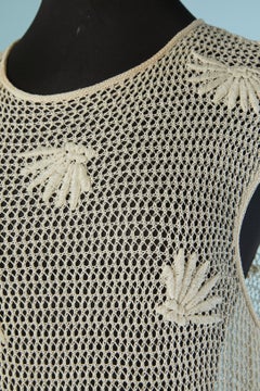 Off-white see-through crochet dress with flower embroideries CHANEL