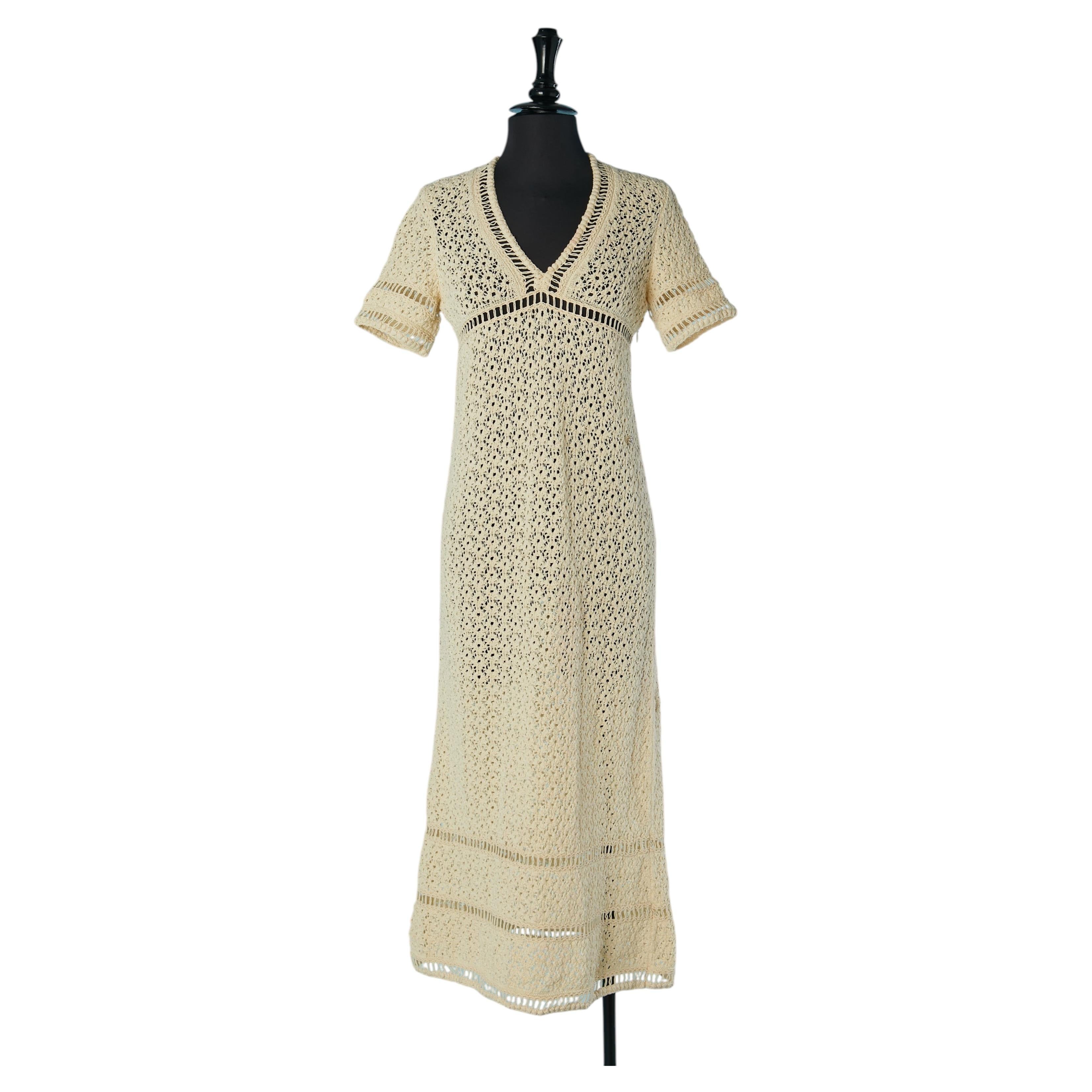 Off-white crochet dress CHANEL For Sale