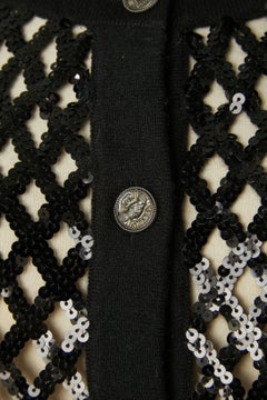 Black mesh sequin cardigan with cashmere inset CHANEL