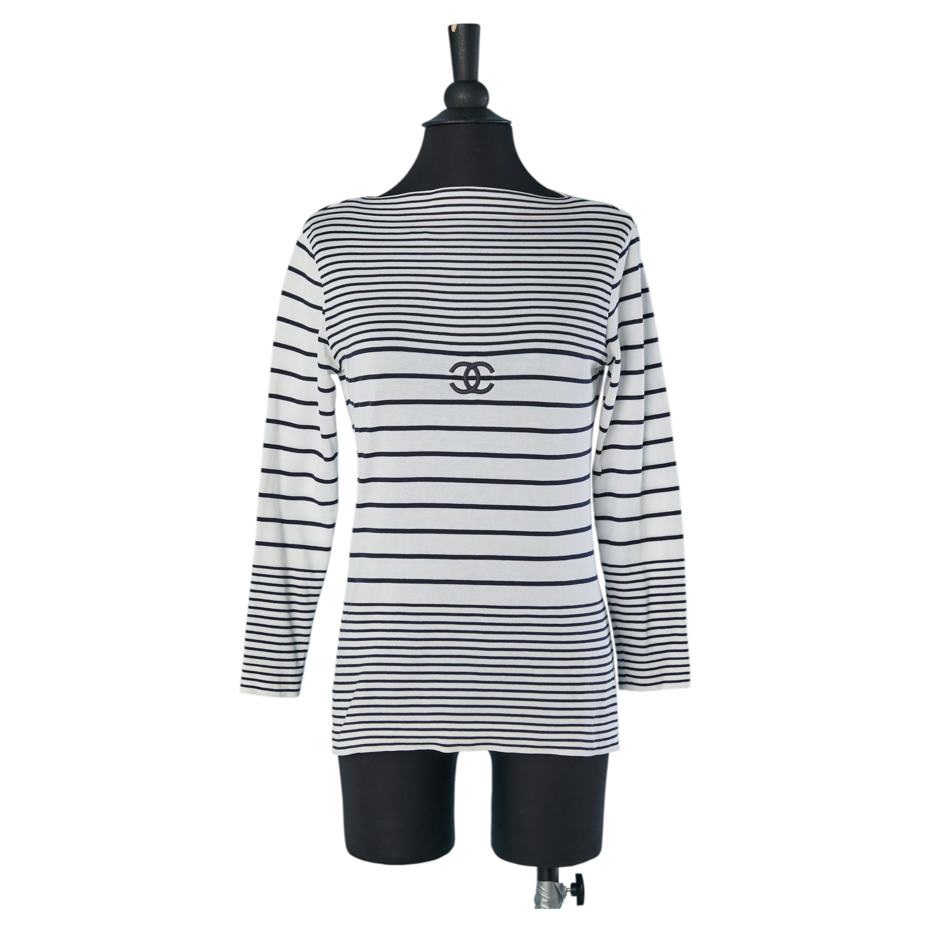Striped cotton long sleeve top CHANEL Boutique