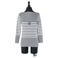 Haut à manches longues en coton rayé, Boutique CHANEL