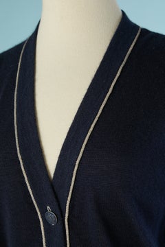 Cardigan « Coco Line » en cachemire et soie bleu marine, Boutique CHANEL