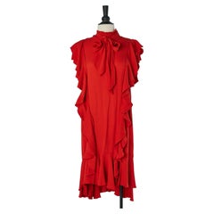 Red ruffled cocktail dress with bow tie LANVIN by Alber Elbaz SS 2016