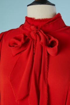 Red ruffled cocktail dress with bow tie LANVIN by Alber Elbaz SS 2016