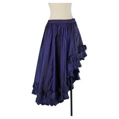 Night blue taffeta asymmetrical ruffled skirt SAINT LAURENT RIVE GAUCHE