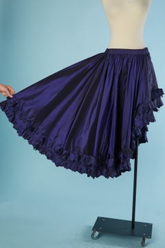 Night blue taffeta asymmetrical ruffled skirt SAINT LAURENT RIVE GAUCHE