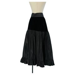 Long black velvet and taffeta skirt SAINT LAURENT RIVE GAUCHE