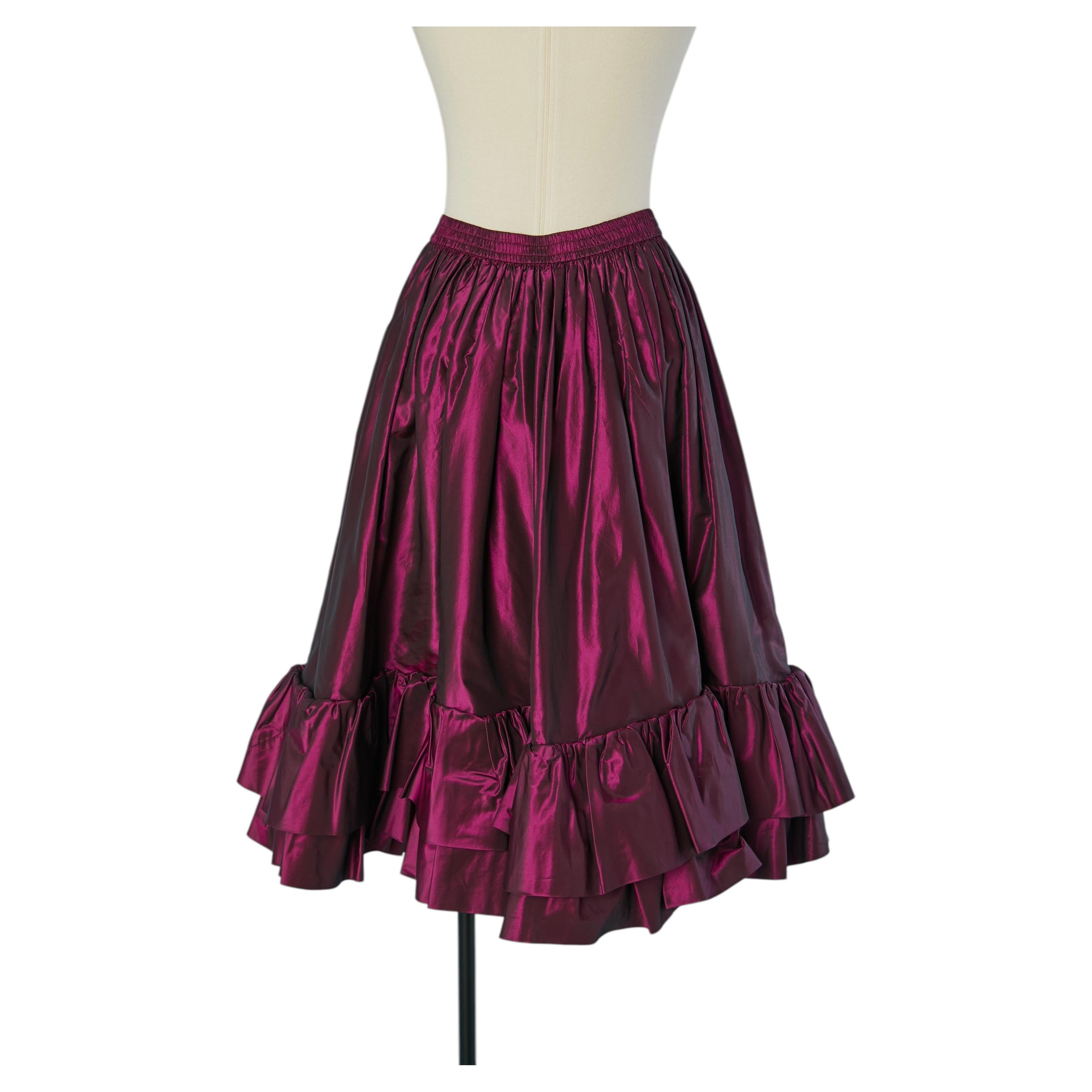Lila Taftrock mit Rüschen von SAINT LAURENT Rive Gauche im Angebot
