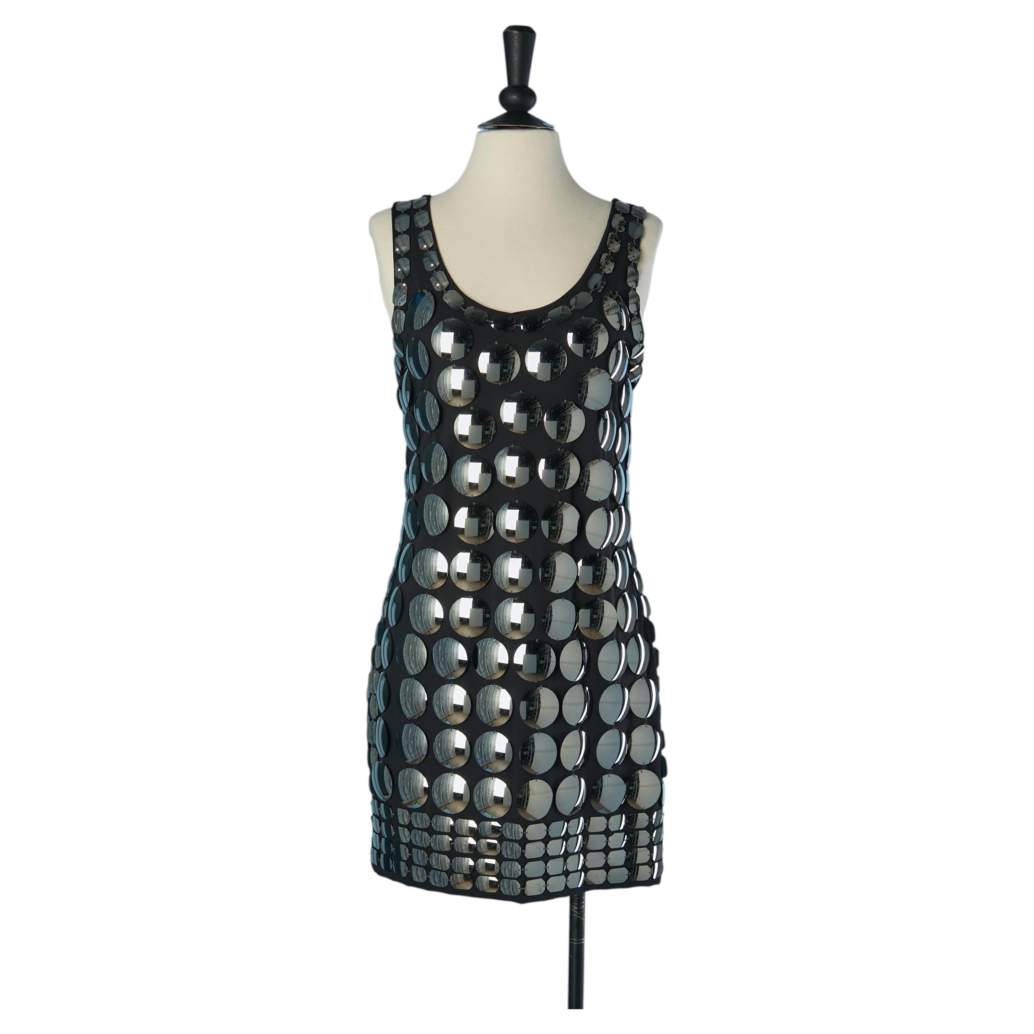 Black sleeveless cocktail dress with mirror embellishment CHER MICHEL KLEIN
