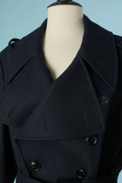Navy blue wool double breasted coat BALENCIAGA by Nicolas Ghesquière