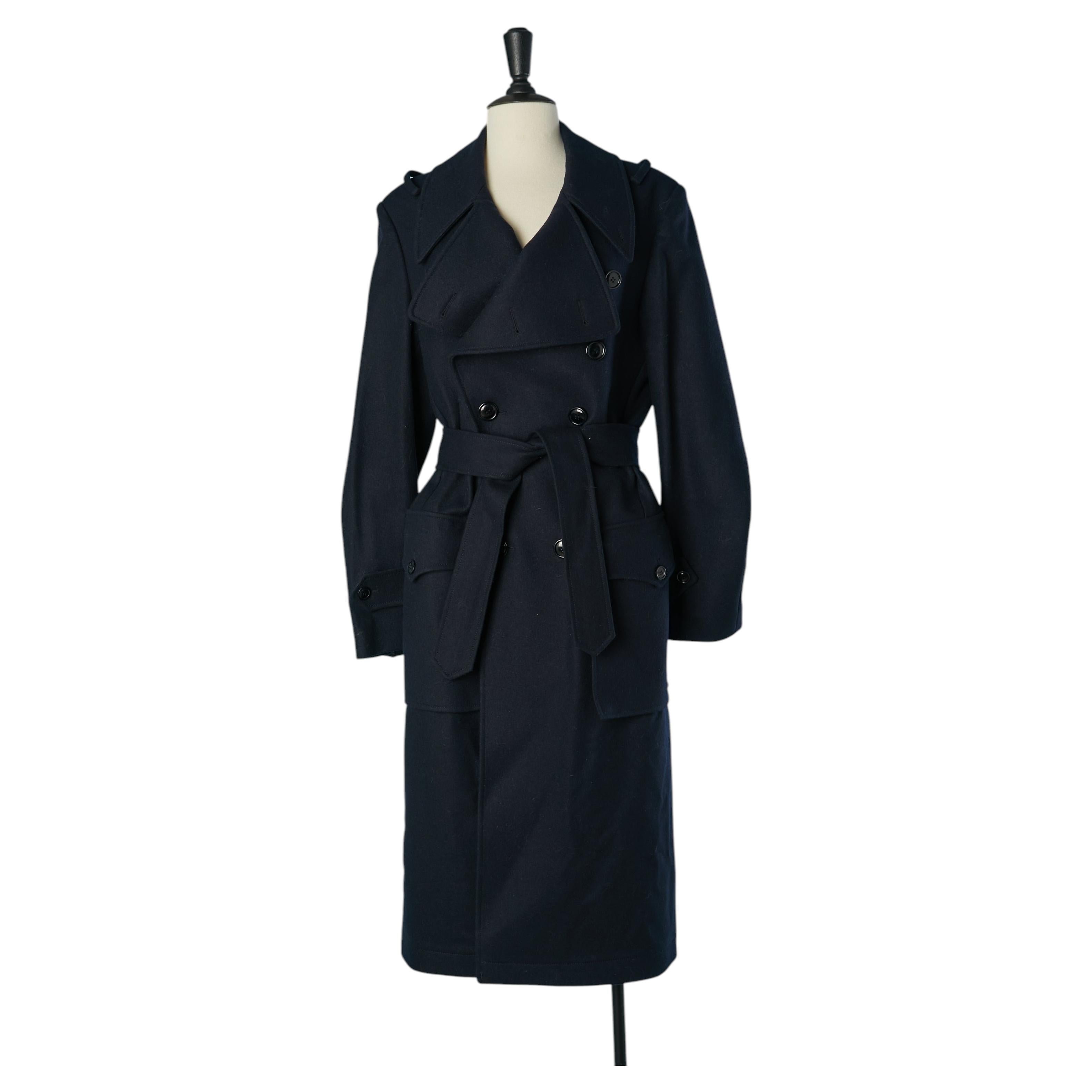 Cappotto doppiopetto in lana blu navy BALENCIAGA di Nicolas Ghesquière