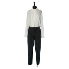White silk and black cotton jumpsuit VIONNET