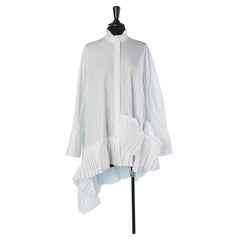 White cotton popeline shirt dress with ruffles ALEXANDER McQUEEN