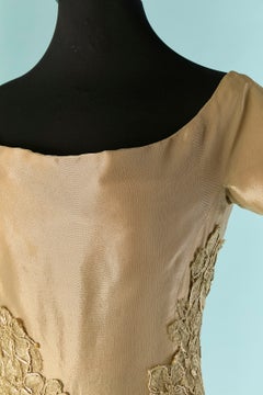 Gold lamé asymmetrical cocktail dress with gold lace BALMAIN